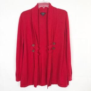 B Design Open Front Red Cardigan Size Medium